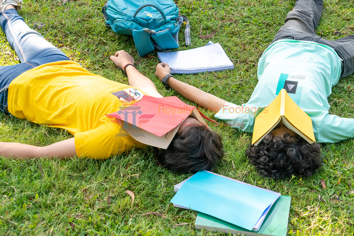 Indian teenager students in garden stock images